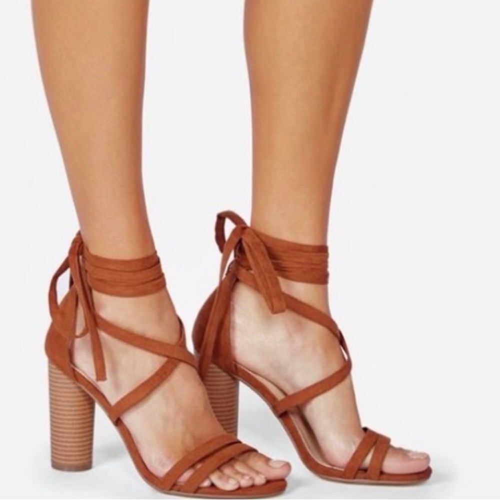 JustFab- Brown Strappy Heeled Sandals